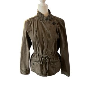 Lucky Brand Woman’s Army Green Moto Field Jacket Size Large